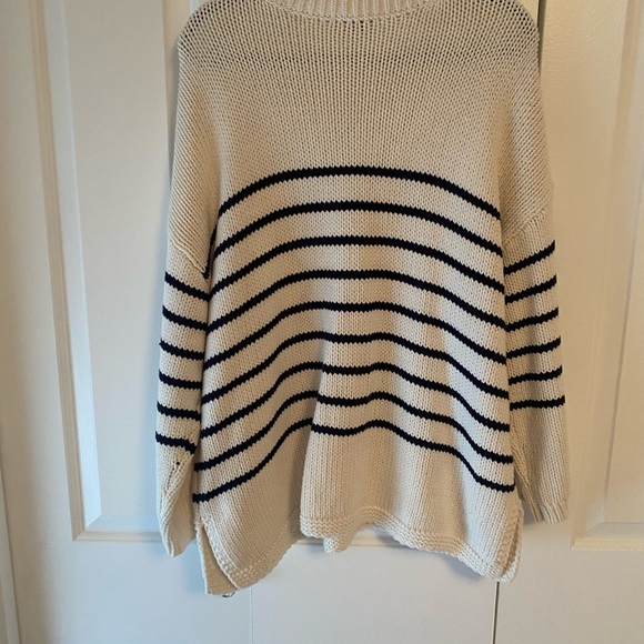 LOFT Cream and Black Striped Sweater - Picture 4 of 4